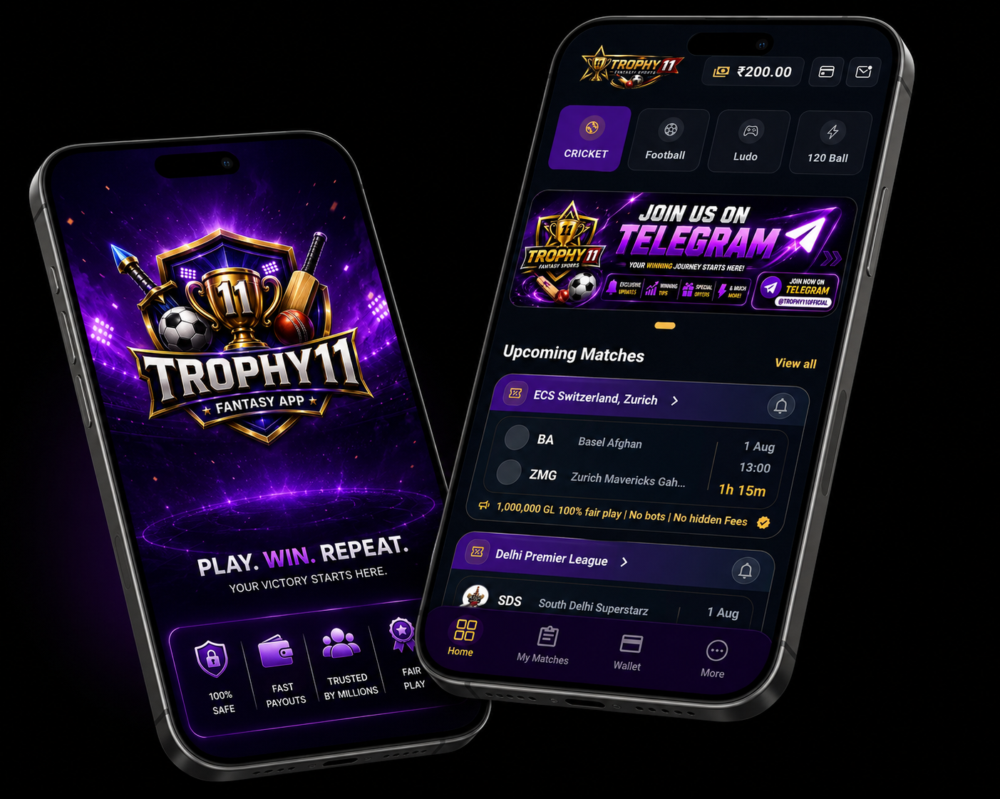 Trophy11 app screens